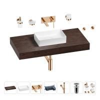 Раковина 42 см со столешницей 100 см Wellsee Pure BY Wellsee 201010859 в наборе 9 в 1: столешница, раковина, встраиваемый смеситель, сифон, выпуск, аксессуары (цвет набора розовое золото)