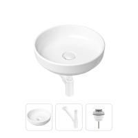 Комплект 3 в 1 Lavinia Boho Bathroom Sink 21520176: накладная фарфоровая раковина 40 см, металлический сифон, донный клапан