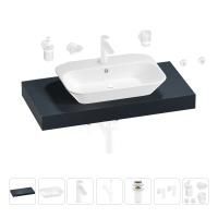 Раковина 65 см со столешницей 100 см Wellsee Eclatant 201013065 в наборе 10 в 1: столешница, раковина, смеситель, сифон, донный клапан, угловые вентили, аксессуары (цвет матовый белый)