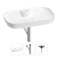 Раковина для ванной Wellsee Croquis 2.0 201001086 в наборе 3 в 1: овальная раковина белого глянцевого цвета, сифон, выпуск в цвете хром