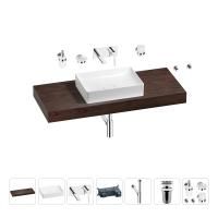 Раковина 50 см со столешницей 120 см Wellsee Pure BY Wellsee 201011386 в наборе 9 в 1: столешница, раковина, встраиваемый смеситель, сифон, выпуск, аксессуары (цвет набора хром)
