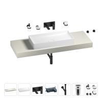 Раковина 75 см со столешницей 140 см Wellsee Pure BY Wellsee 201011802 в наборе 9 в 1: столешница, раковина, встраиваемый смеситель, сифон, выпуск, аксессуары (цвет набора матовый черный)
