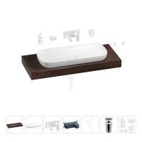 Раковина 90 см со столешницей 120 см Wellsee Croquis 201008445 в наборе 9 в 1: столешница, раковина, встраиваемый смеситель, сифон, выпуск, аксессуары (цвет набора матовый белый)