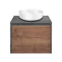 Тумба под раковину Vincea Mesa 600 подвесная, 1 выкатной/1 скрытый ящик soft close, T.Oak + Beton