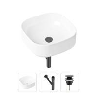 Комплект 3 в 1 Lavinia Boho Bathroom Sink 21520244: накладная фарфоровая раковина 40 см, металлический сифон, донный клапан