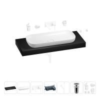 Раковина 90 см со столешницей 120 см Wellsee Croquis 201008490 в наборе 9 в 1: столешница, раковина, встраиваемый смеситель, сифон, выпуск, аксессуары (цвет набора матовый белый)