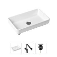 Комплект 3 в 1 Lavinia Boho Bathroom Sink 21520156: накладная фарфоровая раковина 55 см, металлический сифон, донный клапан