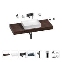 Раковина 50 см со столешницей 120 см Wellsee Pure BY Wellsee 201011387 в наборе 9 в 1: столешница, раковина, встраиваемый смеситель, сифон, выпуск, аксессуары (цвет набора матовый черный)