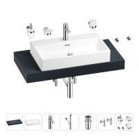 Раковина 70 см со столешницей 100 см Wellsee Graceful Pro 201012646 в наборе 10 в 1: столешница, раковина, смеситель, сифон, донный клапан, угловые вентили, аксессуары (цвет хром)