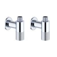 Латунные угловые кран-вентили для подключения смесителя Wellsee Drainage System 182146001, 2 шт, резьба 1/2"x 3/8", с отражателями, цвет хром