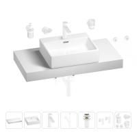 Раковина 50 см со столешницей 100 см Wellsee Graceful Pro 201012495 в наборе 10 в 1: столешница, раковина, смеситель, сифон, донный клапан, угловые вентили, аксессуары (цвет матовый белый)