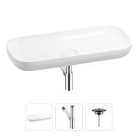 Раковина для ванной Wellsee Croquis 201001026 в наборе 3 в 1: овальная раковина белого глянцевого цвета, сифон, выпуск в цвете хром