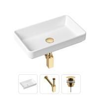 Комплект 3 в 1 Lavinia Boho Bathroom Sink 21520128: накладная фарфоровая раковина 55 см, металлический сифон, донный клапан