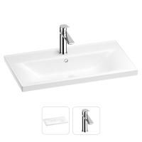 Раковина для ванной Wellsee FreeDom 201000856 в наборе 2 в 1: прямоугольная раковина белого глянцевого цвета, смеситель в цвете хром