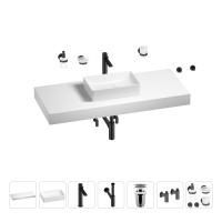 Раковина 42 см со столешницей 120 см Wellsee Pure BY Wellsee 201010952 в наборе 10 в 1: столешница, раковина, высокий смеситель, сифон, выпуск, кран-вентили, аксессуары (цвет матовый черный)