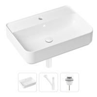 Комплект 3 в 1 Lavinia Boho Bathroom Sink 21520338: накладная фарфоровая раковина 60 см, металлический сифон, донный клапан