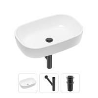 Комплект 3 в 1 Lavinia Boho Bathroom Sink 21520027: накладная фарфоровая раковина 54 см, металлический сифон, донный клапан