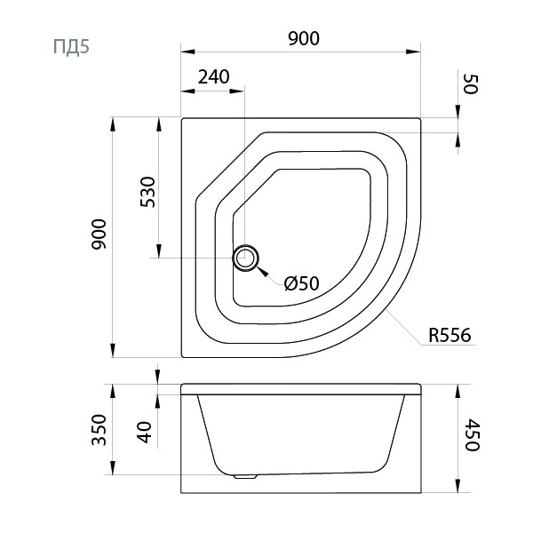 Поддон душевой Triton 90х90 глубокий (ПД5)