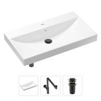 Комплект 3 в 1 Lavinia Boho Bathroom Sink 21520642: врезная фарфоровая раковина 80 см, металлический сифон, донный клапан