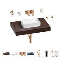Раковина 42 см со столешницей 80 см Wellsee Pure BY Wellsee 201010764 в наборе 9 в 1: столешница, раковина, встраиваемый смеситель, сифон, выпуск, аксессуары (цвет набора розовое золото)
