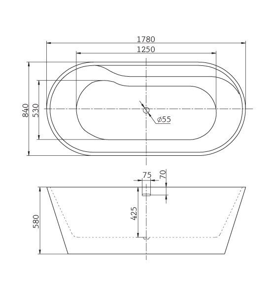 Акриловая ванна BELBAGNO BB14