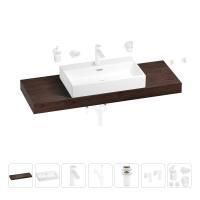 Раковина 70 см со столешницей 140 см Wellsee Graceful Pro 201012785 в наборе 10 в 1: столешница, раковина, смеситель, сифон, донный клапан, угловые вентили, аксессуары (цвет матовый белый)