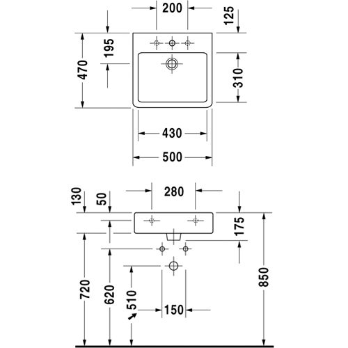 Раковина подвесная Duravit Vero 50x47 0454500000