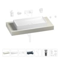 Раковина 75 см со столешницей 100 см Wellsee Pure BY Wellsee 201011570 в наборе 9 в 1: столешница, раковина, встраиваемый смеситель, сифон, выпуск, аксессуары (цвет набора матовый белый)