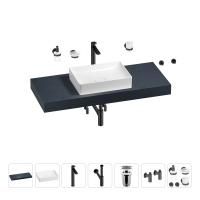 Раковина 50 см со столешницей 120 см Wellsee Pure BY Wellsee 201011332 в наборе 10 в 1: столешница, раковина, высокий смеситель, сифон, выпуск, кран-вентили, аксессуары (цвет матовый черный)