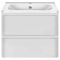 Тумба Vincea Vico 600 подвесная, 2 выкатных ящика soft close, G.White с умывальником VCB-2VP600W из искуственного камня, цвет белый