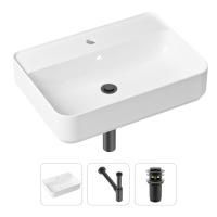 Комплект 3 в 1 Lavinia Boho Bathroom Sink 21520331: накладная фарфоровая раковина 60 см, металлический сифон, донный клапан