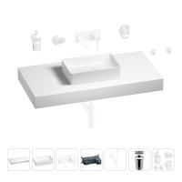 Раковина 42 см со столешницей 100 см Wellsee Pure BY Wellsee 201010875 в наборе 9 в 1: столешница, раковина, встраиваемый смеситель, сифон, выпуск, аксессуары (цвет набора матовый белый)