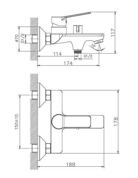 Смеситель для ванны Haiba HB60559