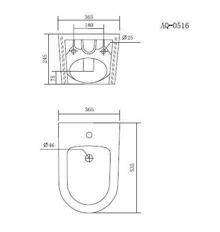 Биде подвесное  Aquatek ОБЕРОН/БЕТТА AQ0516-00