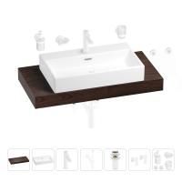 Раковина 70 см со столешницей 100 см Wellsee Graceful Pro 201012670 в наборе 10 в 1: столешница, раковина, смеситель, сифон, донный клапан, угловые вентили, аксессуары (цвет матовый белый)