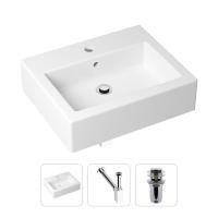 Комплект 3 в 1 Lavinia Boho Bathroom Sink 21520664: накладная фарфоровая раковина 50.5 см, металлический сифон, донный клапан