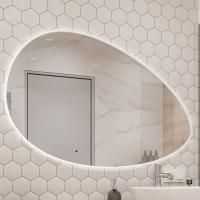 Зеркало STWORKI Скаген 120 с подсветкой, белое, инфракрасное управление, овальное, большое