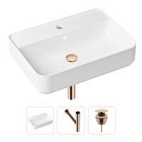 Комплект 3 в 1 Lavinia Boho Bathroom Sink 21520356: накладная фарфоровая раковина 60 см, металлический сифон, донный клапан