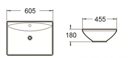 Раковина керамическая (накладная/подвесная)   SantiLine SL-1015