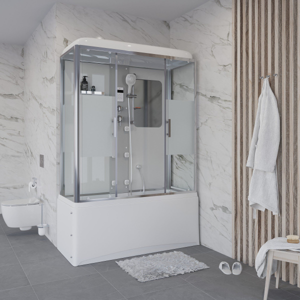 Душевая кабина Niagara Ultra NG-3170-01 170х75х220, высокий поддон 56 см, стекло прозрачное с матовой полосой