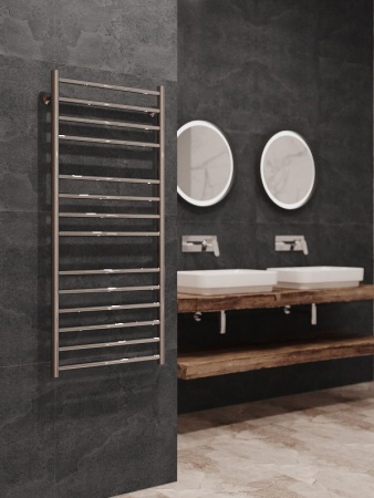 Полотенцесушитель водяной Stinox Toscana Luxe 500x1200, нижнее подключение, хром, 1/2" ВР (внутренняя резьба), 14 перекладин