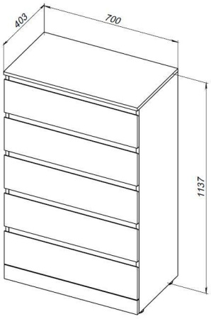 Комод Aquanet Сканди 700x400 Дуб эдгрейн (5 ящиков)