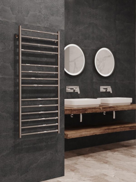 Полотенцесушитель водяной Stinox Toscana Luxe 500x1200, нижнее подключение, хром, 1/2" ВР (внутренняя резьба), 14 перекладин