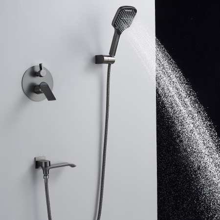 Душевая система встраиваемая Shevanik S4135T, оружейная сталь