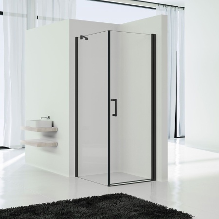 Душевой уголок Vincea Orta VSR-1O9090CLB, 900*900, черный, стекло прозрачное