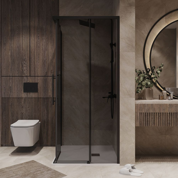 Душевое ограждение  Niagara Nova  NG-2830-34BLACK (100*100*195) квадрат, двери раздвижные