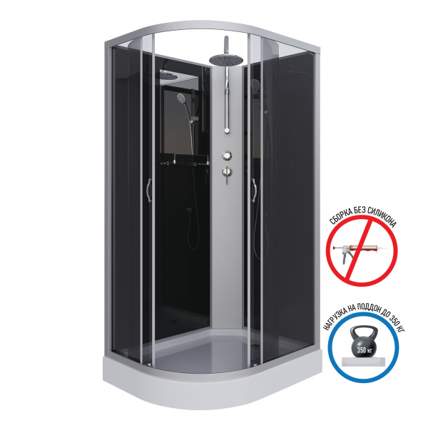 Душевая кабина Niagara Classic NG-3512-14RBKT 120х80х210-240, низкий поддон 13 см, стекло тонированное