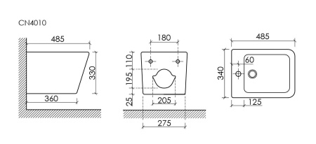 Подвесное биде Ceramicanova Union, черный матовый, CN4010MB