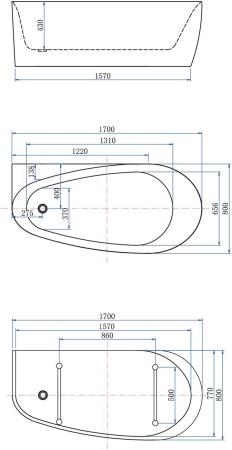 Акриловая ванна Allen Brau Priority 2 170x80 2.31002.21 белый матовый