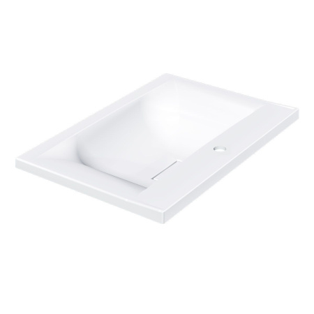 Тумба Vincea Mia 650 подвесная, 2 выкатных ящика soft close, Beton с умывальником VCB-3M650W из искусственного камня, цвет белый
